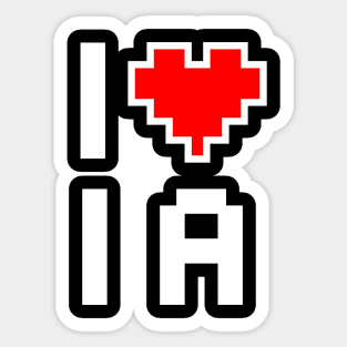 I Love IA - Pixel heart for Iowa gamer Sticker